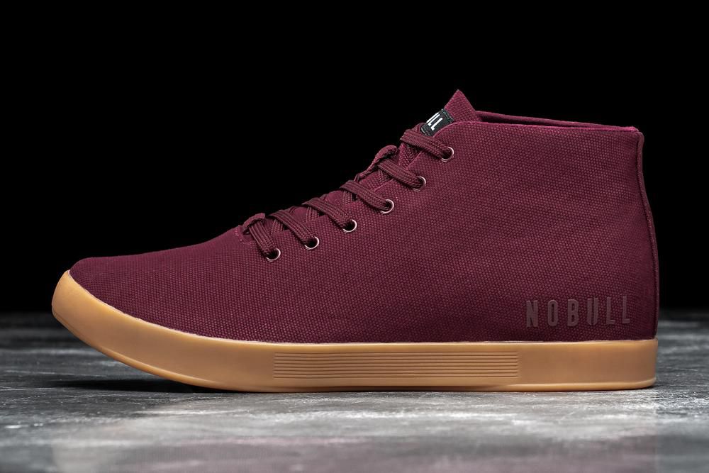 NOBULL Women's Cabernet Gum Canvas Mid Training Shoes - Burgundy - Ireland (7084LHNOJ)